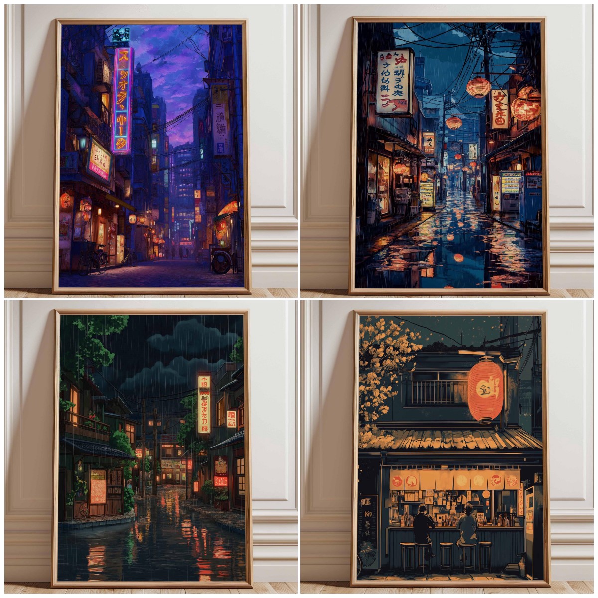 Home Decor Tokyo - Cetakan Poster Jalanan Tokyo Neon, Seni