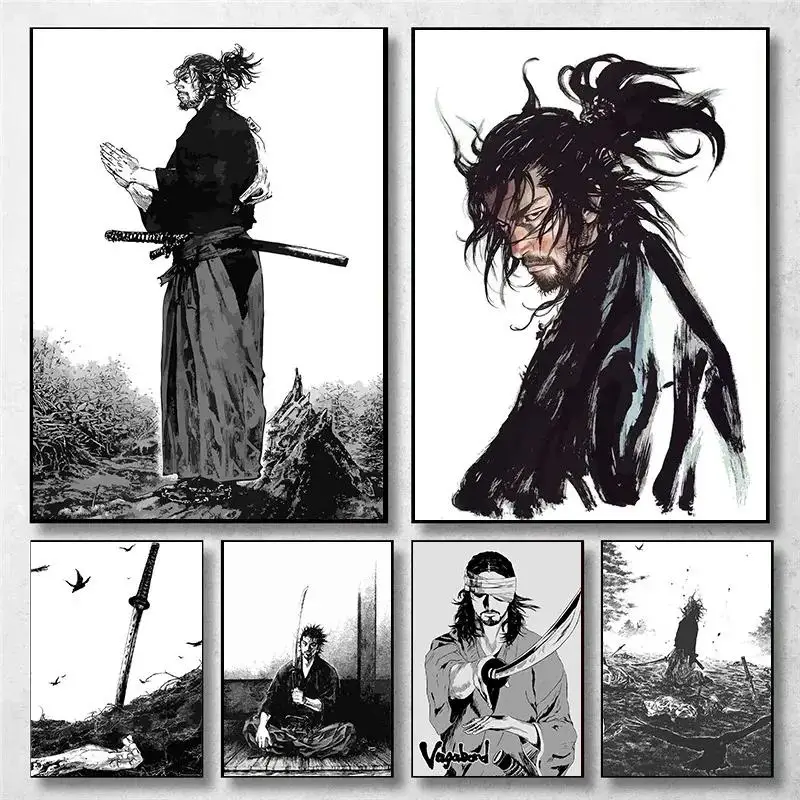 Geometric Wall Art - Seni Dinding Anime Jepang Antik Miyamoto