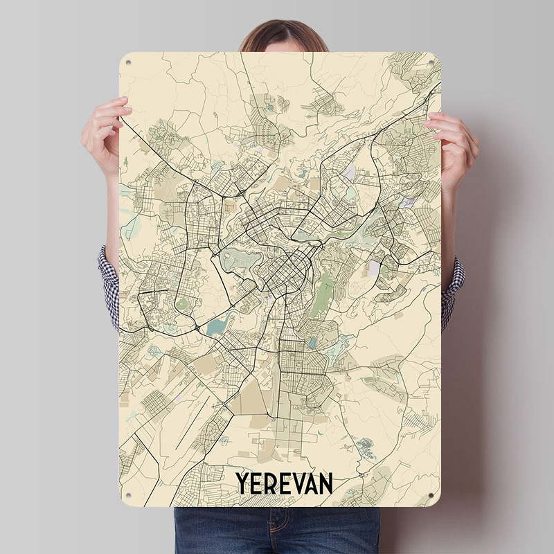 Home Decor Yerevan - Poster Peta Kota Yerevan dari Plat
