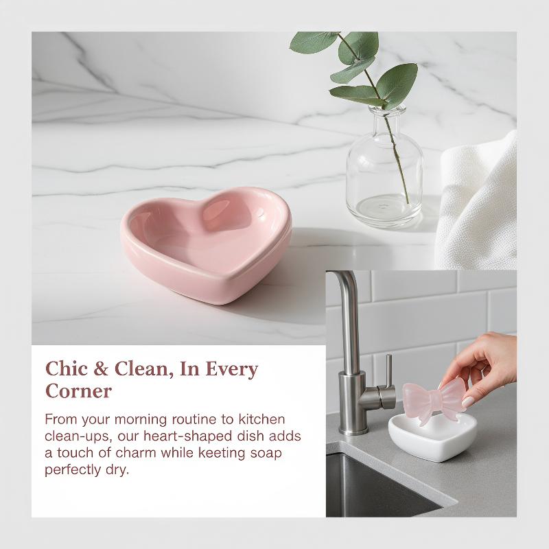 Vanity Home Decor - Tempat Sabun Keramik Bentuk Hati dengan