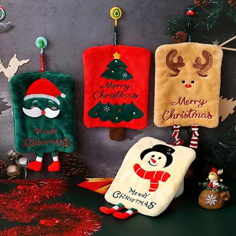 Home Decor Xmas Tree - Handuk Gantung Natal Bahan Coral Fleece