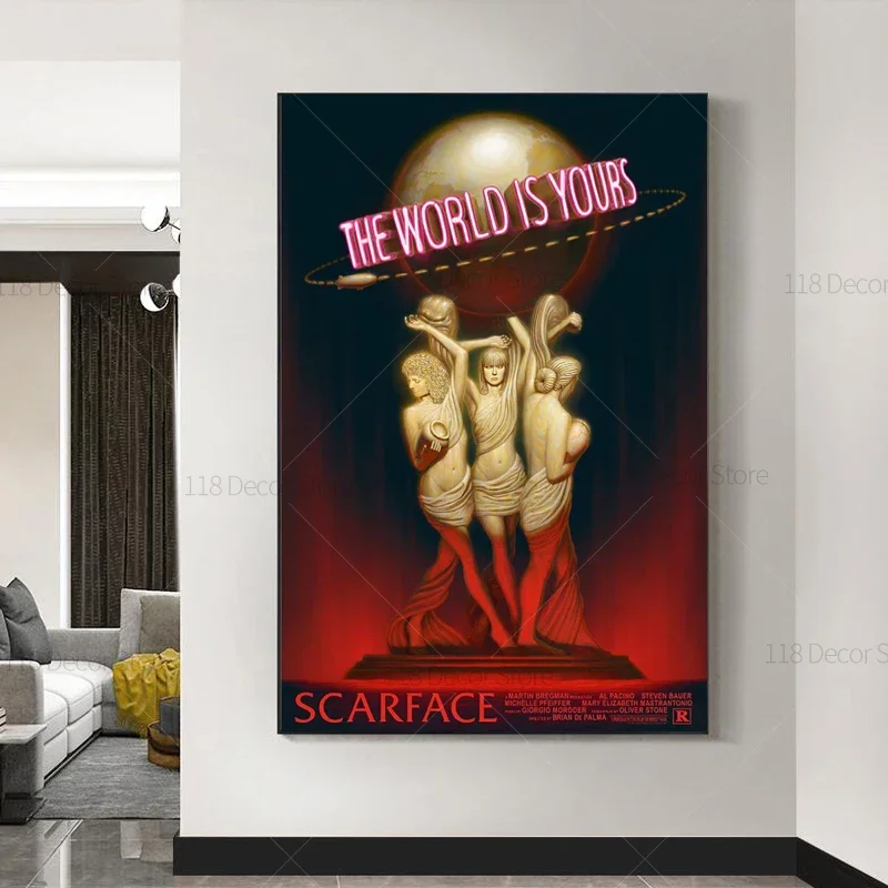 Geometric Wall Art - Poster Lukisan Minyak The World Is