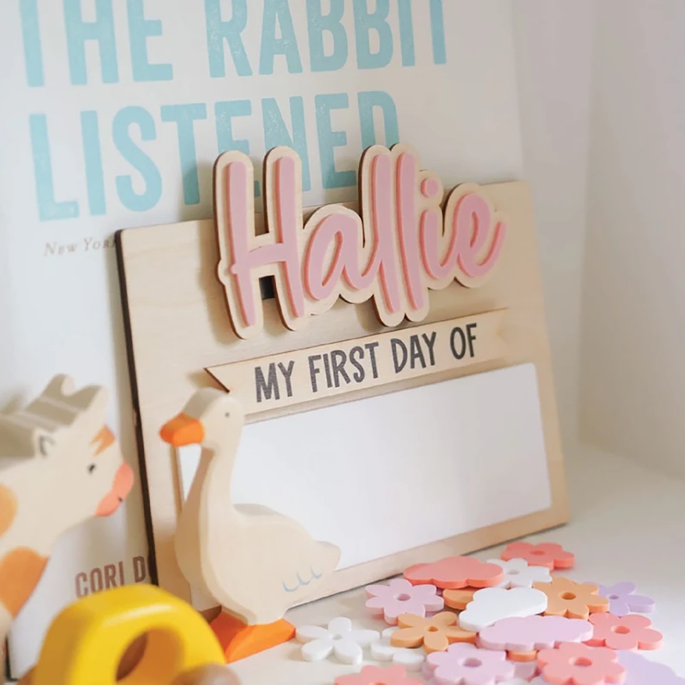 Home Decor Happy - 1 Buah Plakat Nama Kayu Sekolah