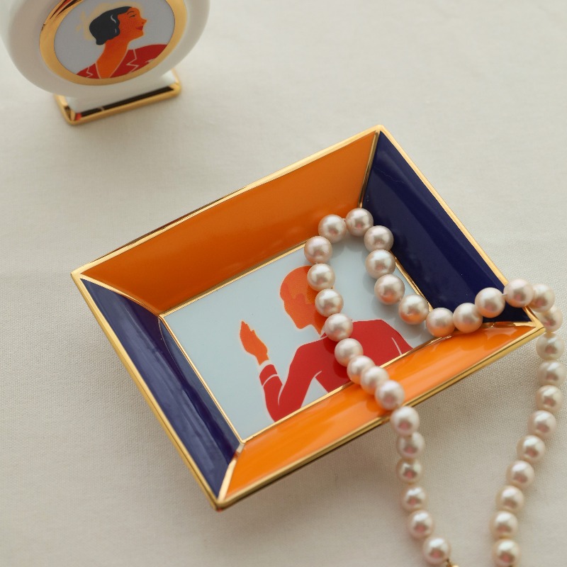 Ceramic Trinket Dish - Nampan perhiasan keramik bergaya Art Deco