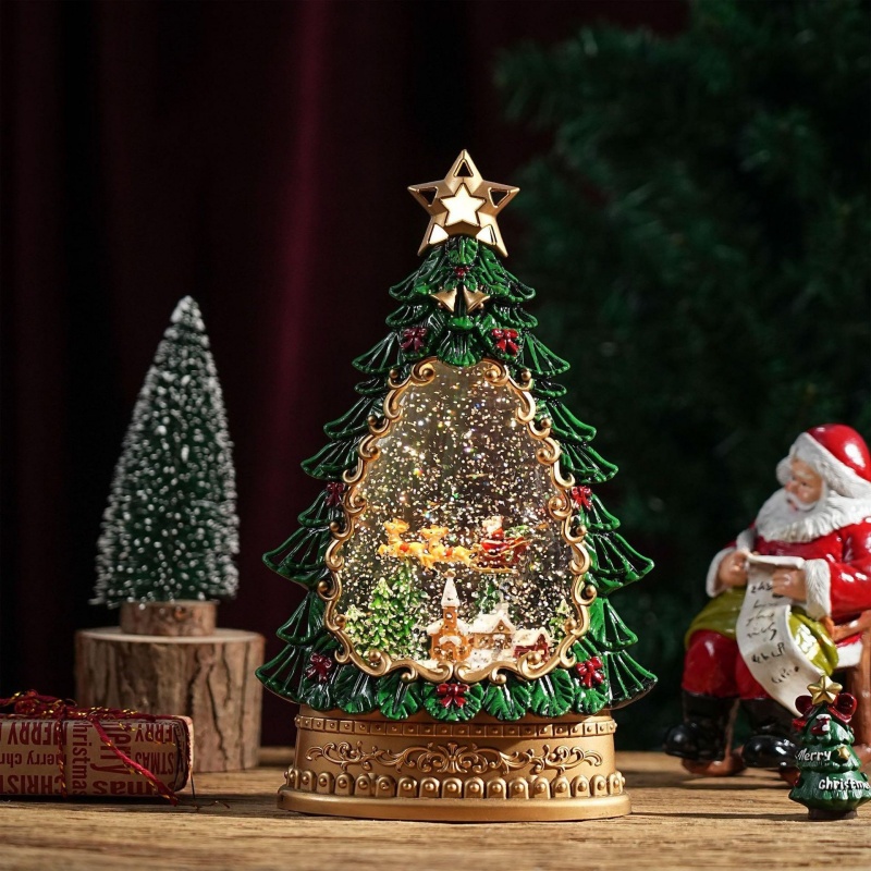 Home Decor Xmas Tree - Kotak Musik Bola Salju Natal dengan