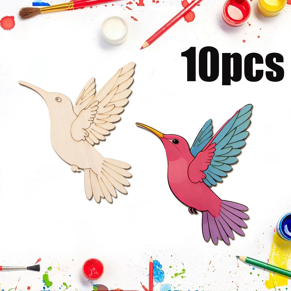 Home Decor Painting - 10 Buah Potongan Burung Hewan Kayu