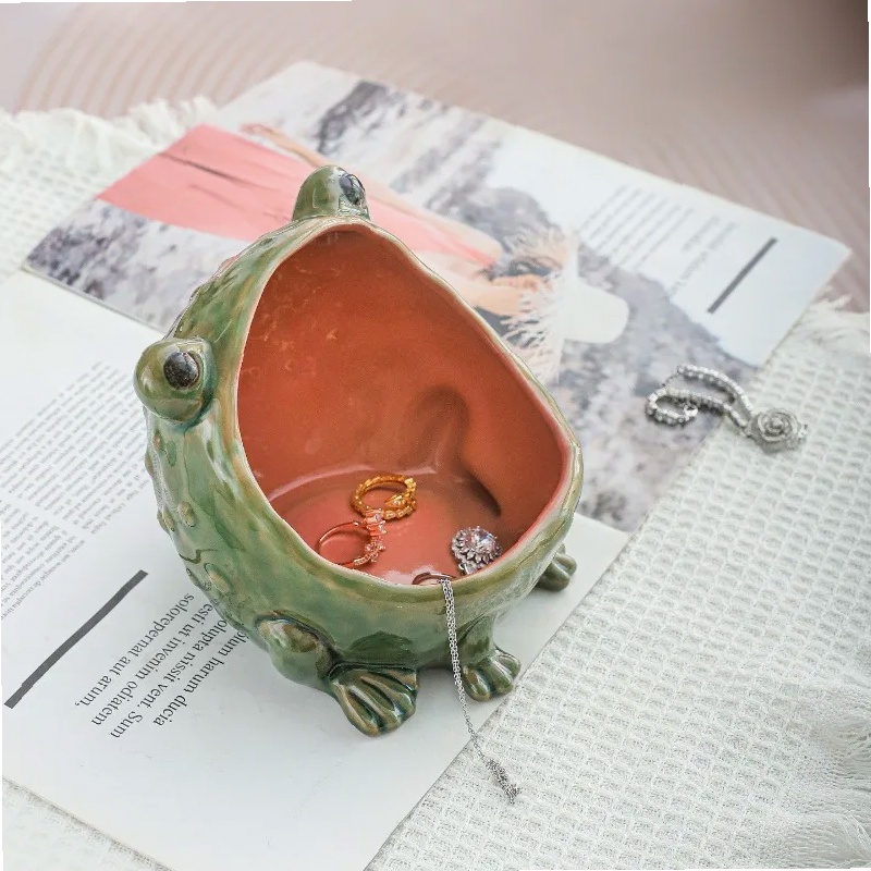 Ceramic Trinket Dish - Tempat Perhiasan Keramik Bentuk Katak Mulut