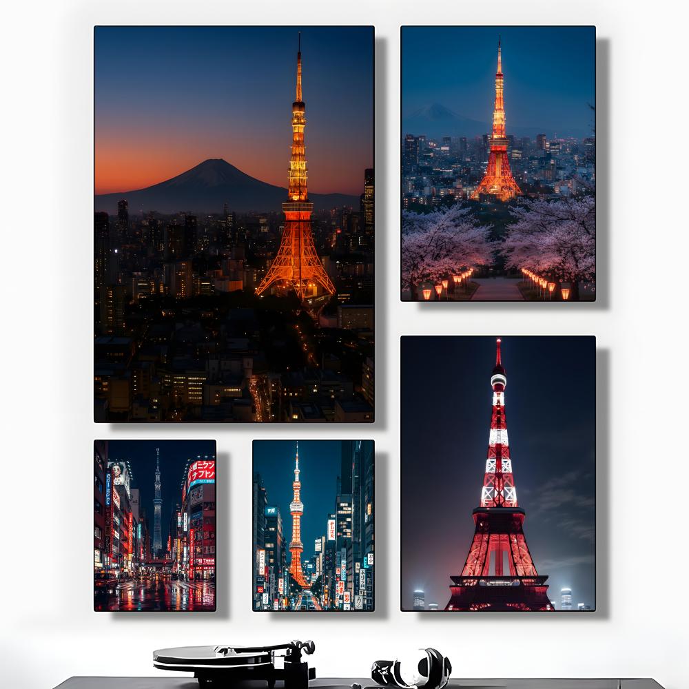 Home Decor Tokyo - Poster Romantis Landmark Pemandangan Malam Menara