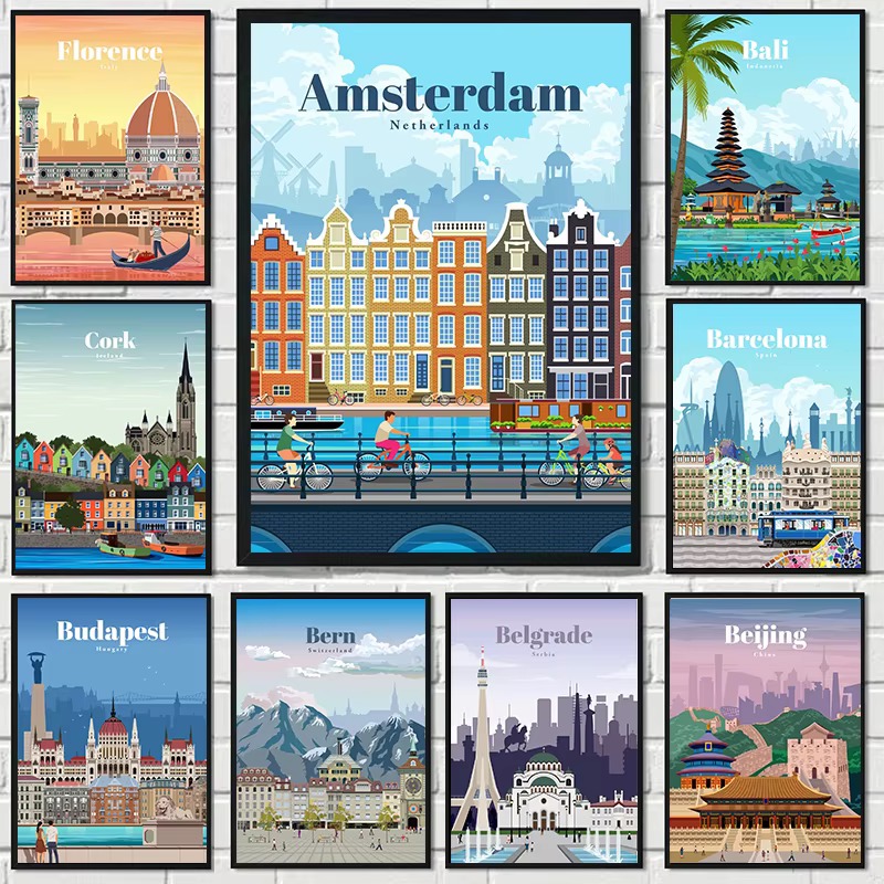 Home Decor Tokyo - Lukisan Berlian Amsterdam Tokyo London Islandia