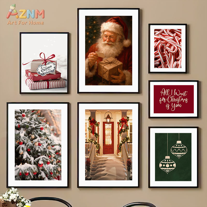 AZNM Seni Dinding Kanvas Adega - Home Decor Xmas Tree ulasan dan harga