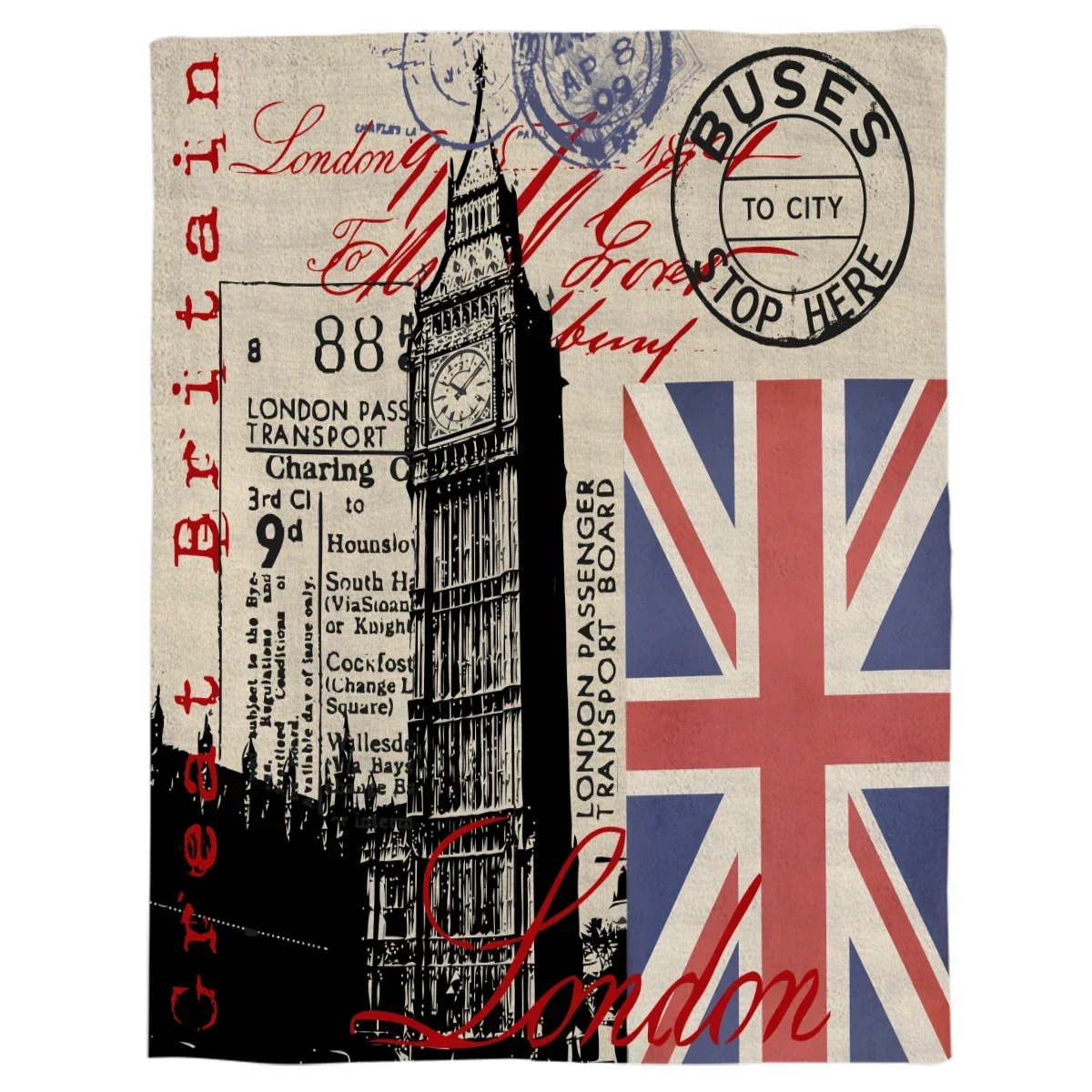 Selimut Bendera Big Ben London - Home Decor London ulasan dan harga