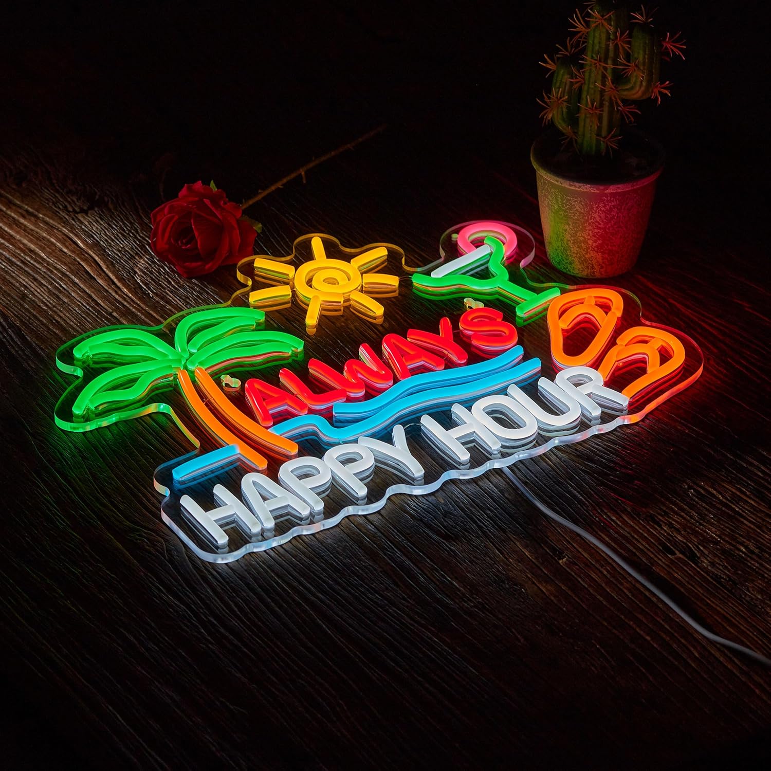 Neon Sign Bar Bir Happy Hour u - Home Decor Happy ulasan dan harga