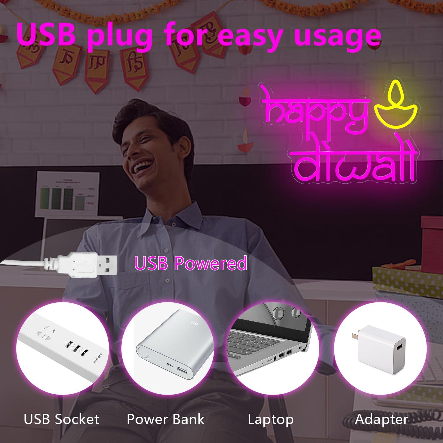 Lampu Neon LED Happy Diwali Be - Home Decor Happy ulasan dan harga