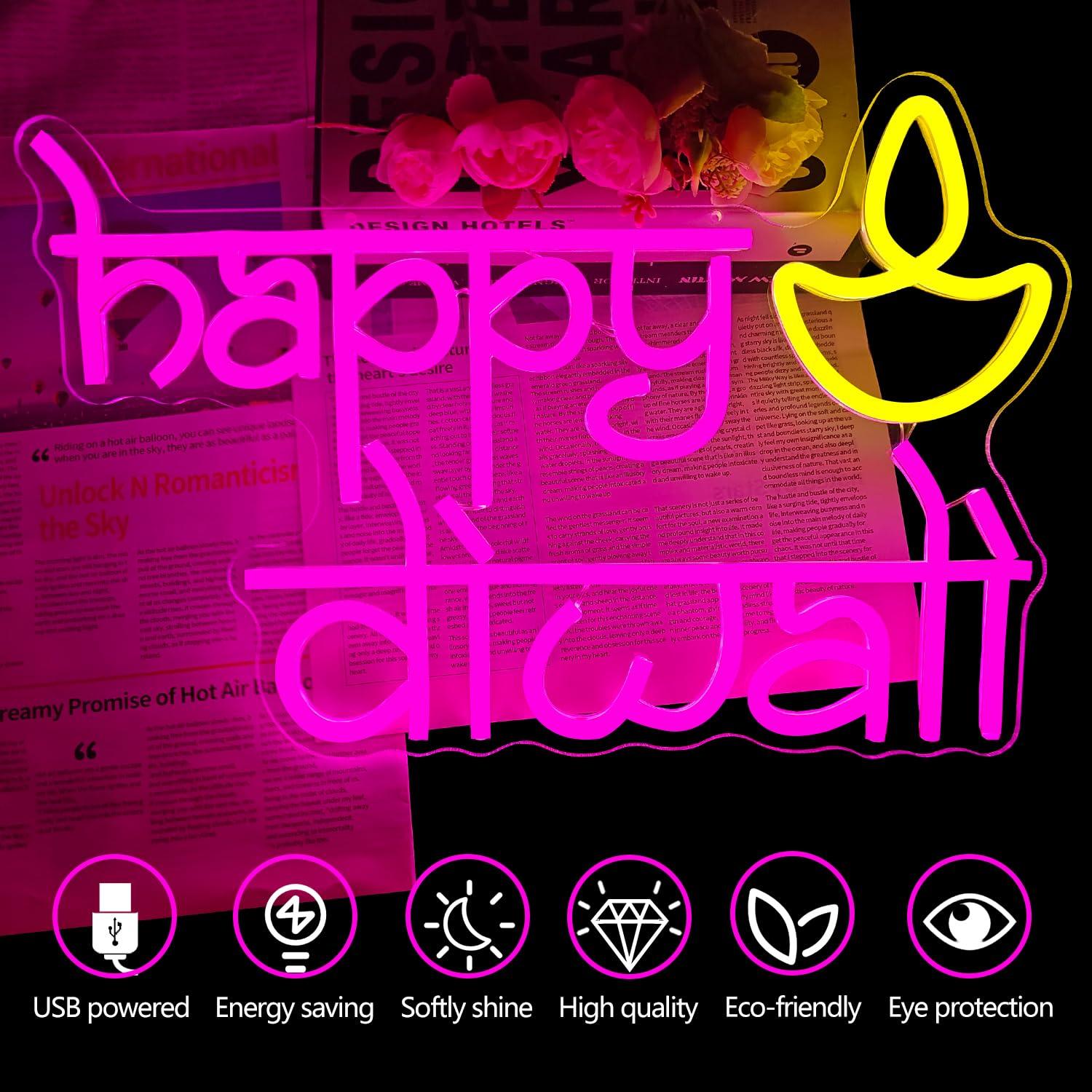 Lampu Neon LED Happy Diwali Be - Home Decor Happy ulasan dan harga