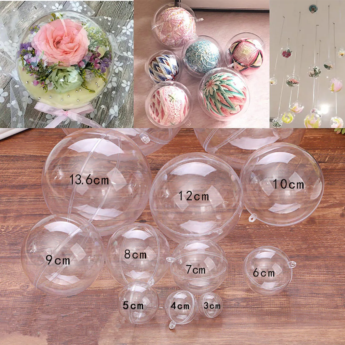 1-20CM Bola Transparan Berongg - Home Decor Xmas Tree ulasan dan harga