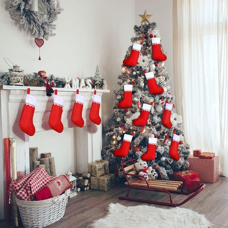 Stoking Natal Berlapis Emas Du - Home Decor Xmas Tree ulasan dan harga