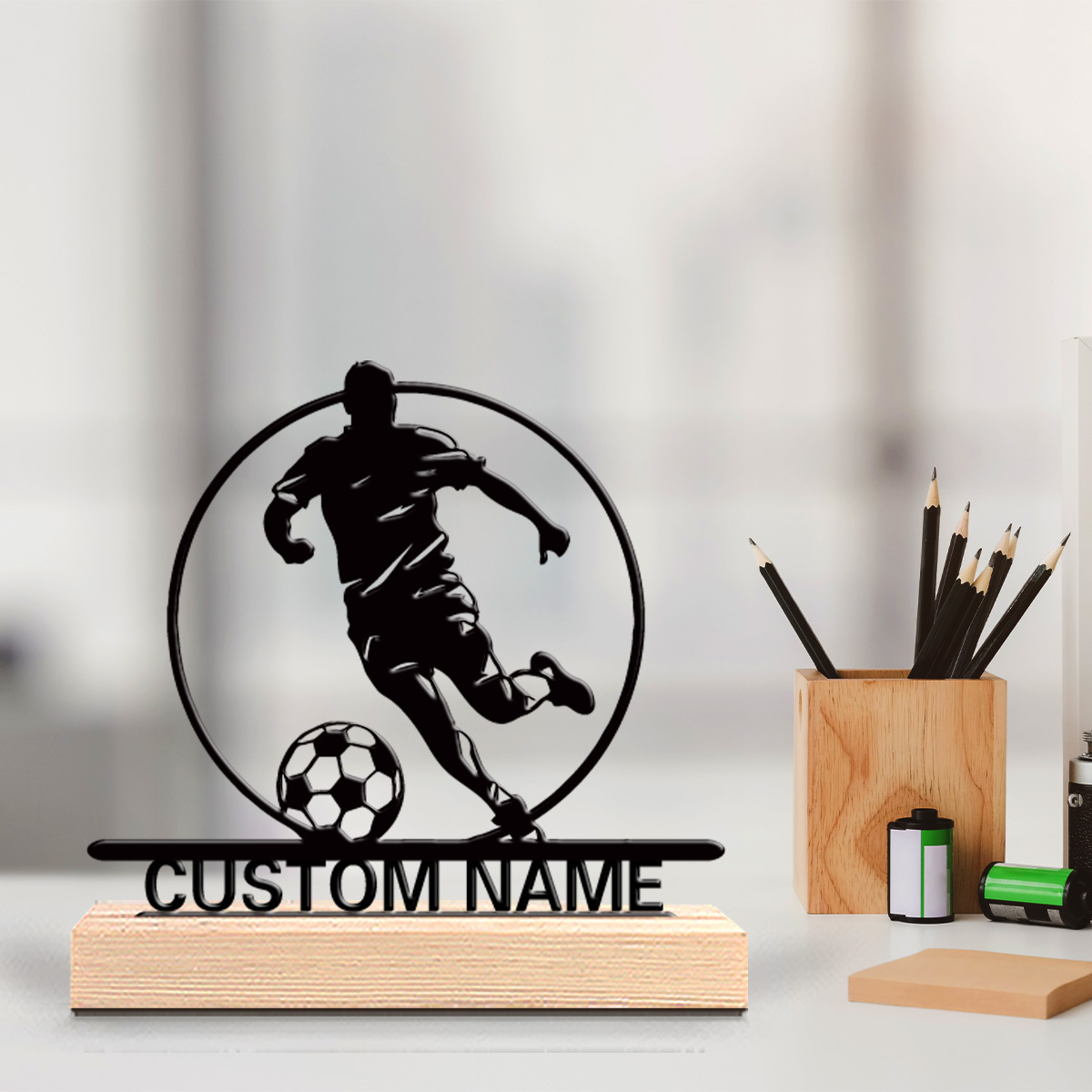 Patung Logam Pemain Sepak Bola - Home Decor Happy ulasan dan harga