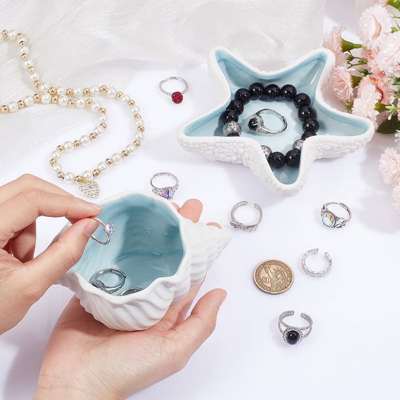 2 buah nampan perhiasan kerami - Ceramic Trinket Dish ulasan dan harga