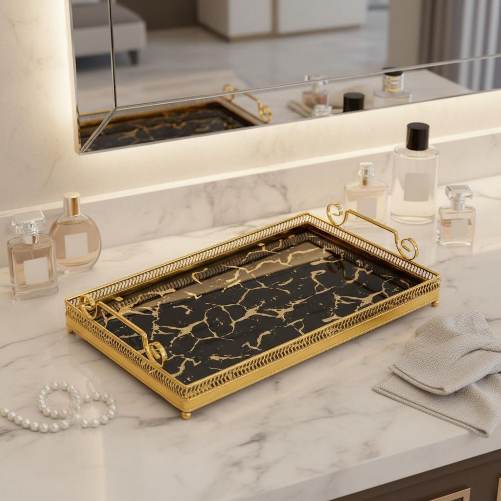Nampan Cermin Dekoratif Desain - Vanity Home Decor ulasan dan harga