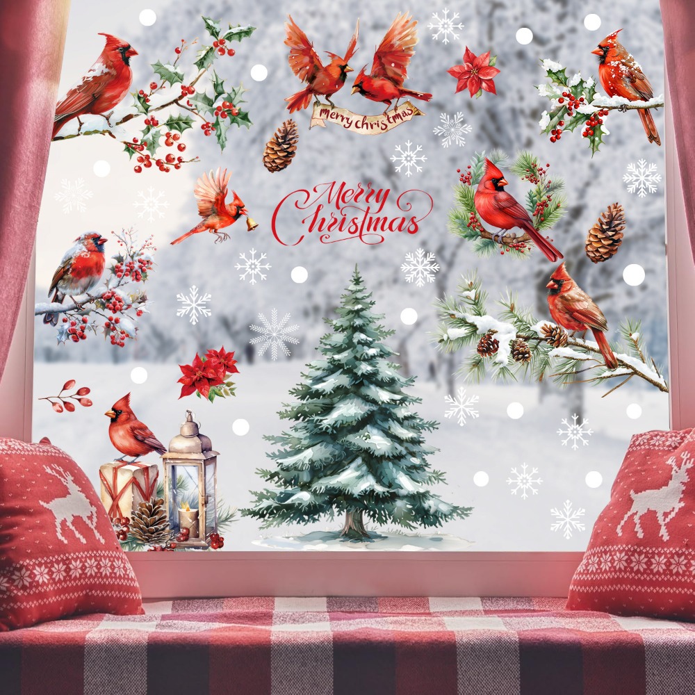 9 buah Stiker Jendela Natal Bu - Home Decor Xmas Tree ulasan dan harga