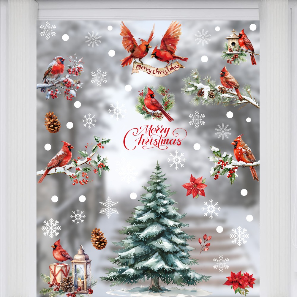 9 buah Stiker Jendela Natal Bu - Home Decor Xmas Tree ulasan dan harga