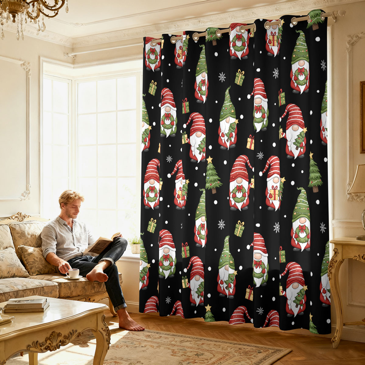 Tirai Lingkaran Tunggal Motif  - Home Decor Xmas Tree ulasan dan harga